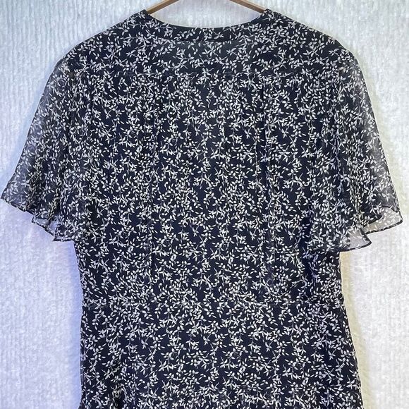 Equipment Femme Blue White Lisle Silk Chiffon Floral Mini Dress Size 8 - Picture 7 of 10